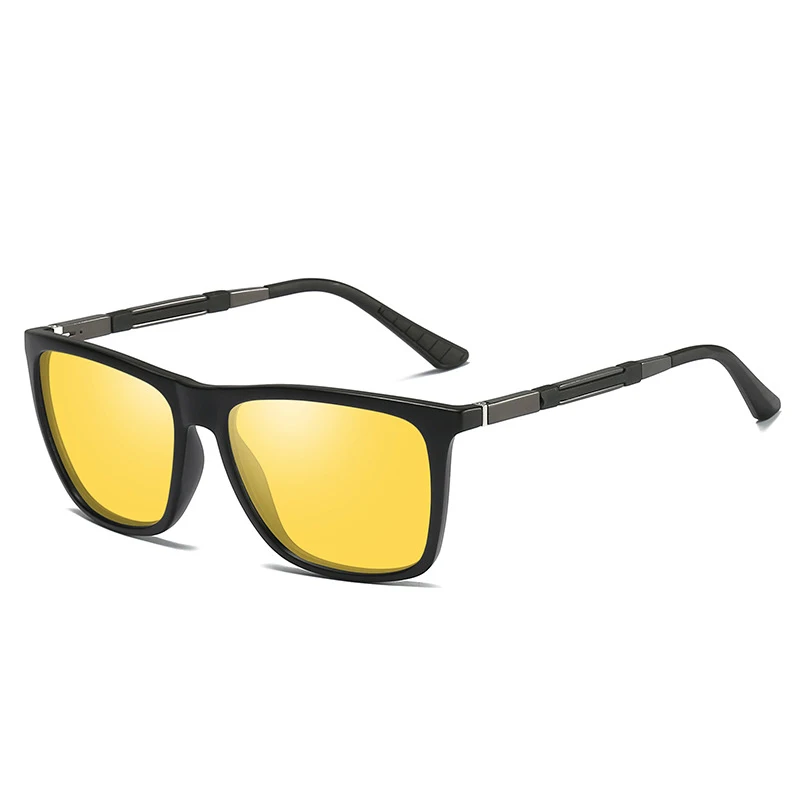 SAYLAYO поляризационные солнцезащитные очки для женщин и мужчин, алюминиевые магниевые ножки, фирменный дизайн, очки ночного видения для вождения, квадратные очки, UV400 - Цвет линз: Sand Black Yellow