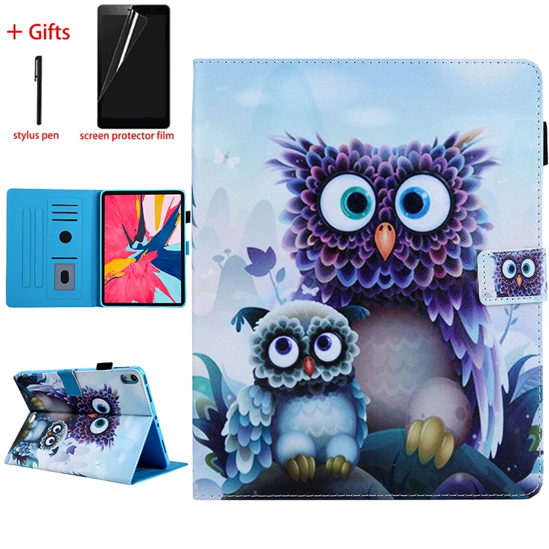 

Cute Animal Prints for iPad Pro 11 Case with Pencil Holder 2018 Released PU Leather Stand Case for iPad Pro 11 Cover+Film+Pen