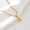 Anniyo-collar con colgante con letras de A-Z para mujer, hombre y niña, alfabeto inicial inglés Figaro, cadenas de Color dorado, joyería #058002S ► Foto 3/6
