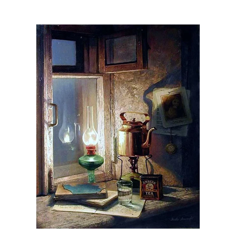 

Retro Lamp Painting By Number Canvas DIY Kits Modern HandPainted Acrylic Paint For Adults Coloring By Number Home Decoration Art