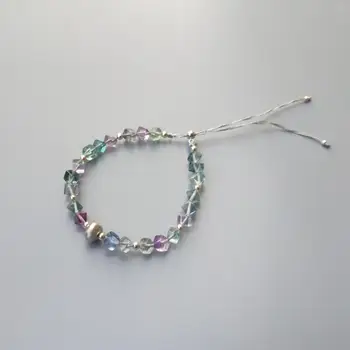 

Lii Ji Natural Multi Fluorite Square Shape Beads Adjustable Bracelets 925 Sterling Silver Delicate Friendship Bracelet
