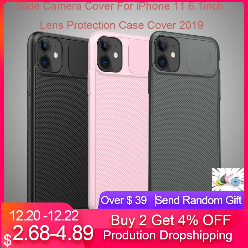 

1pc Slide Camera Cover For iPhone 11 6.1inch/iPhone 11Pro 5.8inch/ iPhone 11Pro Max Lens Protection Case Fashion against drops