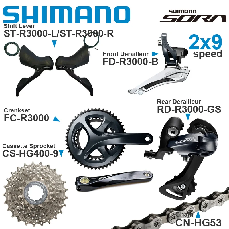 シマノ 9速 シフター スプロケット R/D セット シマノ SHIMANO SORA デュアルコントロールレバー ST-R3030 3x9S