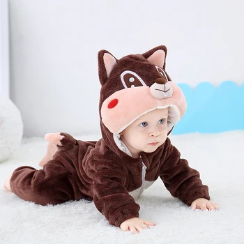 

Inflant Cartoon Romper For Baby Kigurumi Onesie Winter Thick Warm Hooded Rompers Girls Jumpsuit Overalls Kids Boy Panda Costumes