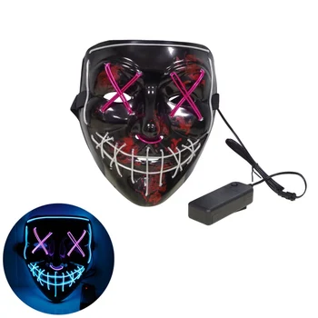 

Halloween Mask EL Party Masks Horror Masque Neon Parti Mascara Cosplay Scary Masker Glowing Mascarillas Skull Maski