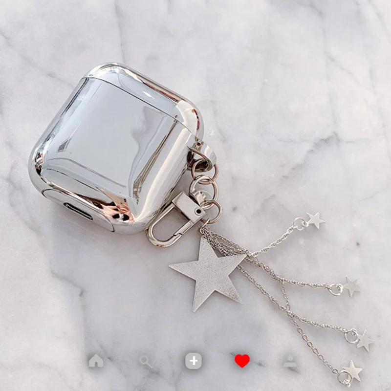 

New Luxury Five-pointed Star Keychain For Apple AirPods Plating Silicone Earphone Case Cute Bluetooth Headset Box Protect Cover