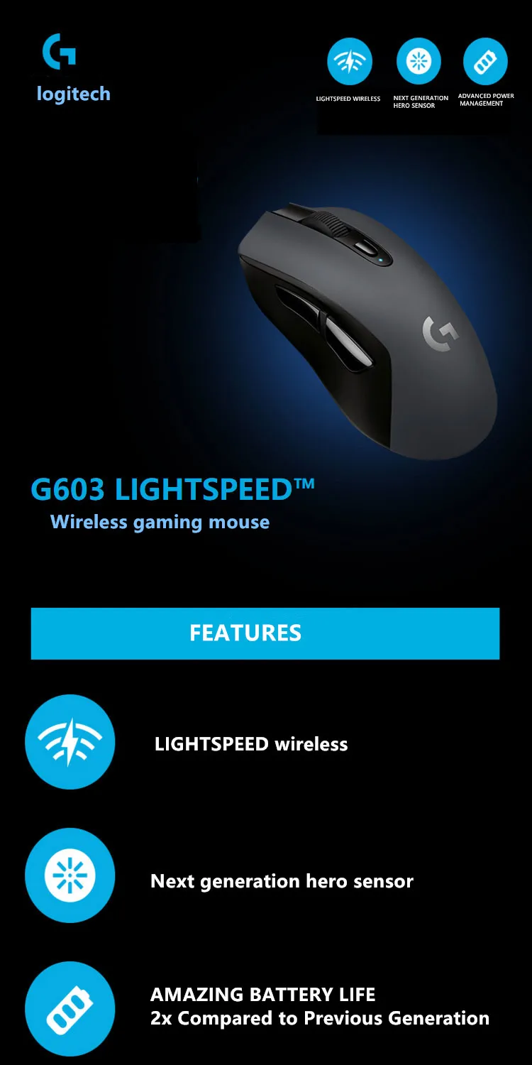 januar Kærlig princip Logitech G603 Lightspeed Wireless Optical Gaming Mouse 12000dpi For Mouse  Gamer Bluetooth Mouse Dual Connectivity Mouse - Mouse - AliExpress