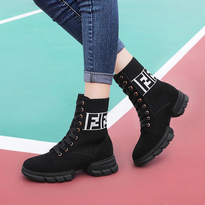 

Elasticity Thin High Shoes Spring And Autumn Versatile Students Short Boots 2019 New Style Autumn WOMEN'S Shoes INS Fashion Mart