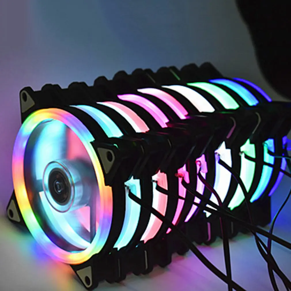 Hot 120mm PC Computer Case Fan Cooling Cooler Adjustable RGB Led 12V Mute Ventilador PWM RGB Case Fans Adjust Speed For Computer