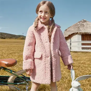 

2020 Autumn Winter Kid Girls Sheep Fur Jackets Toddler Girls Faux Fur Coat Children Outerwear For Girls Warm Wool Overcoats K173