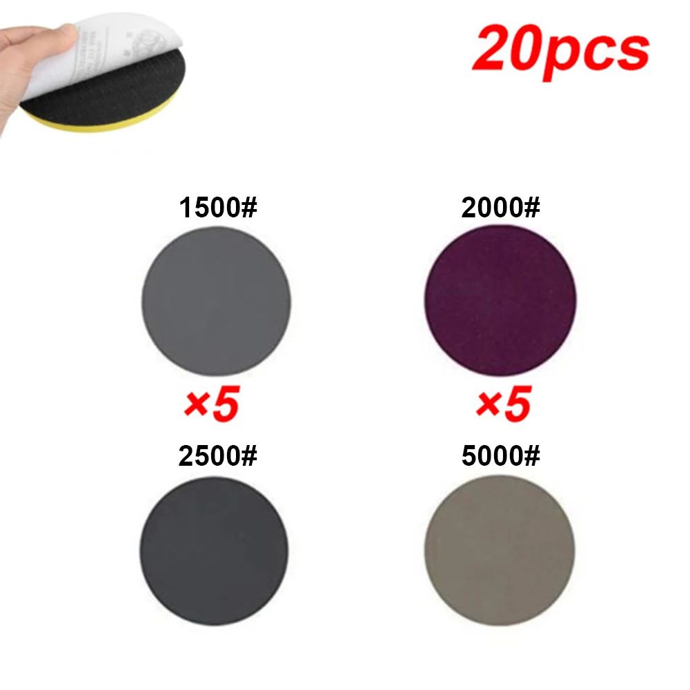 20pcs 2 Inches Hook And Loop 1500/2000/2500/5000 Grit Wet / Dry Sanding Discs