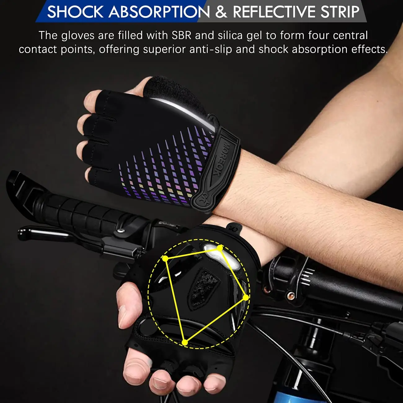 Sports Half Finger Gloves Cycling Gloves Sport Gloves MOREOK Cycling Gloves Half Finger 5MM Gel Bike Gloves Antislip Bicycle Shockproof Outdoor MTB Biking Men Women