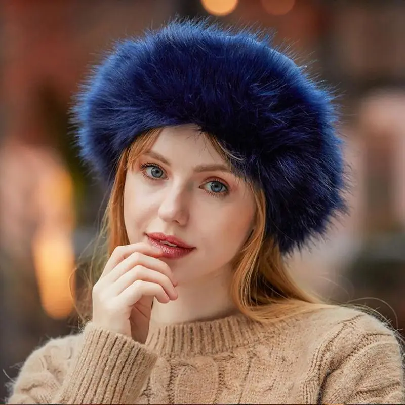 Mongolian suede fur imitation fox hair hat leather straw hat men and women plush thickened warm hat