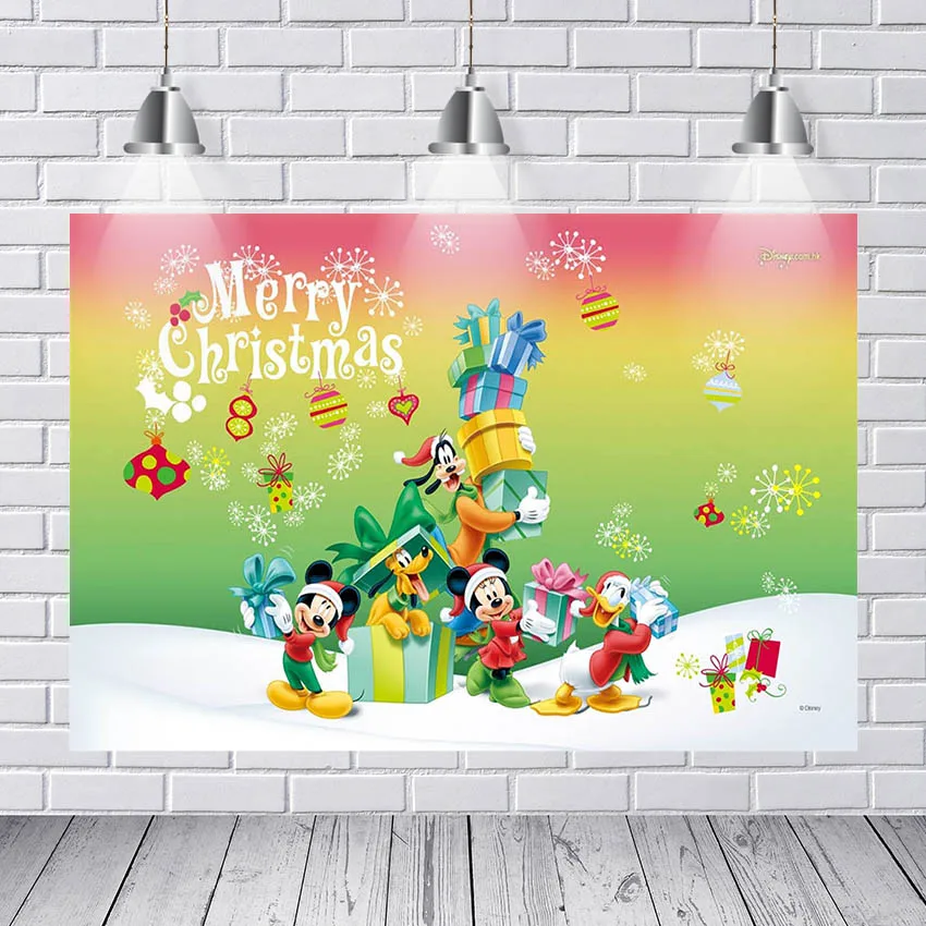 Photography Background Photocall Mickey Mouse Christmas Backdrop for Birthday Party Decorations Custom Children Newborn Birthday