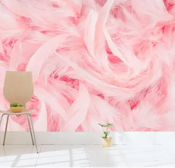 

CJSIR Beautiful Pink Flamingo Feather TV Sofa Wall Custom Large Mural Wallpaper Papel De Parede Para Quarto Papel Mural