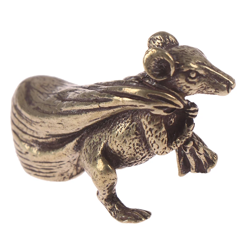 Медь мышь золотой мешок денег стол украшения китайский стиль латунь животных крыса миниатюры декоративные статуэтки домашний декор ремесла