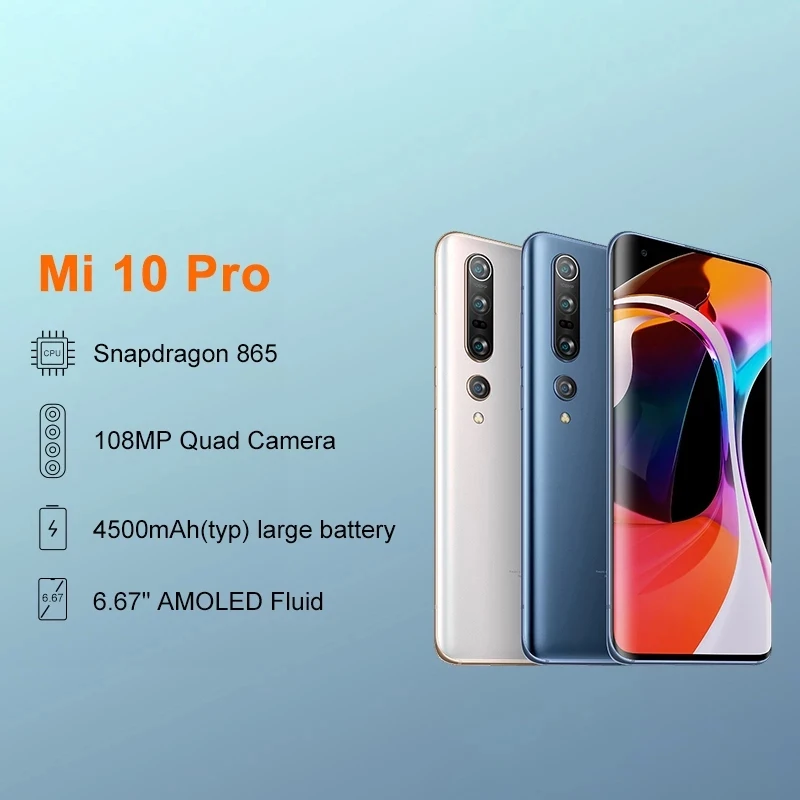 Глобальная версия Xiaomi Mi 10 pro 8 Гб 256 мобильный телефон 5G Snapdragon 865 Octa Core 108MP Quad Camera 6 67