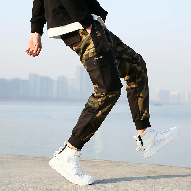 70% OFF 2019 New High Quality Skinny Streetwear Joggers Hip Hop Cargo Military Tactical Camouflage Harem Men Fashion