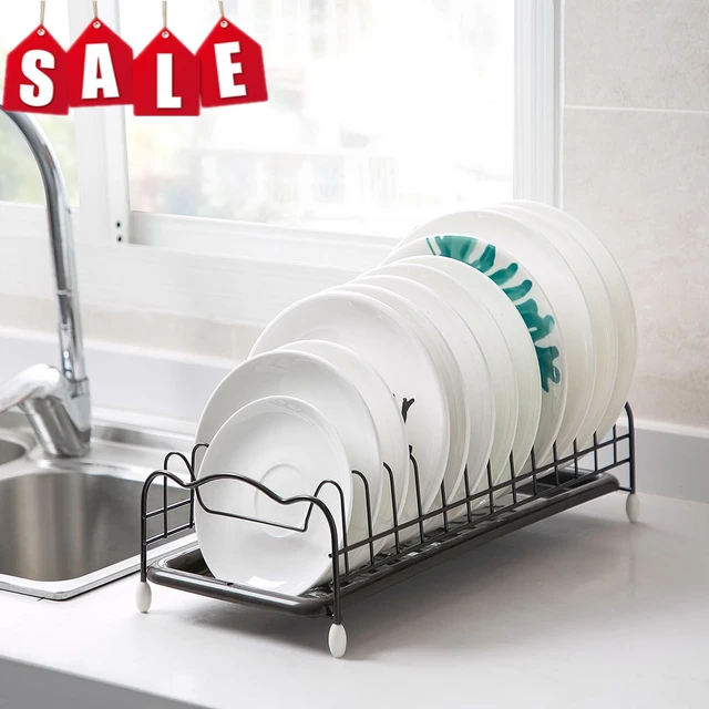 Simple Houseware 2-Tier Dish Rack with Drainboard, Silver