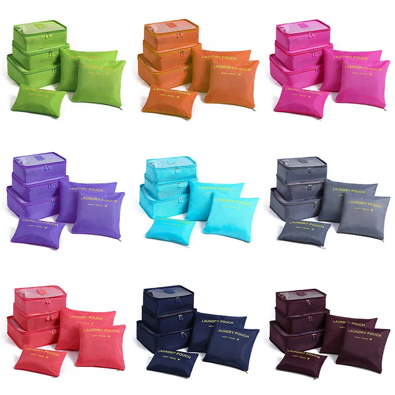 6PCS/Lot Travel Organizer Bags High Quality Popular Storage Bag Suitcase Home Closet Bags Hot Sale Clothes Organizer Pouch