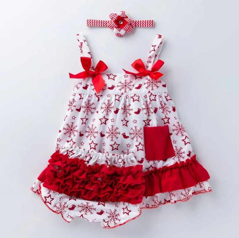 3 piece set Очаровательные детские хлопковый топ на бретельках, платье-пачка шаровары с рюшами, шорты, комплекты одежды с лентой для волос, рождественский подарок для девочек на Хэллоуин - Цвет: 3 piece set