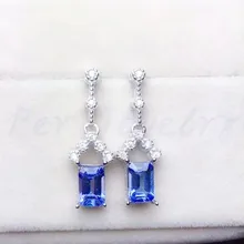 Натуральные Аутентичные танзанитовые или изумрудные серьги-капельки, Стерлинговое Серебро 925 пробы 0.52ct* 2шт драгоценные камни ювелирные украшения# R99209