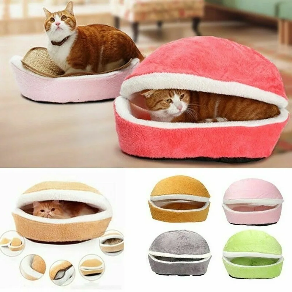 

Removable Pet Dog Cat Bed House Sleeping Bag Sofas Mat Hamburger Small Dogs Short Plush Bed Warm Puppy Kennel Nest Cushion