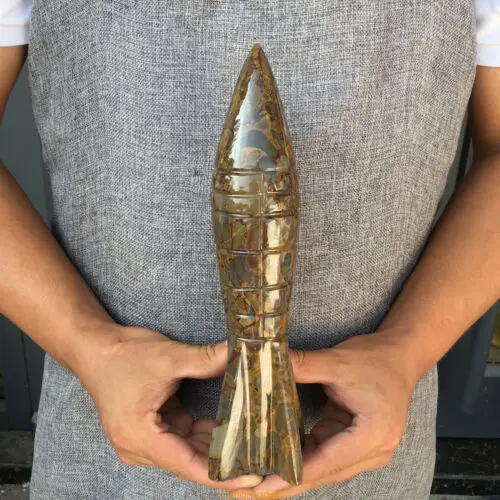 

2.37lb natural bamboo jasper bullet shaped quartz crystal heal