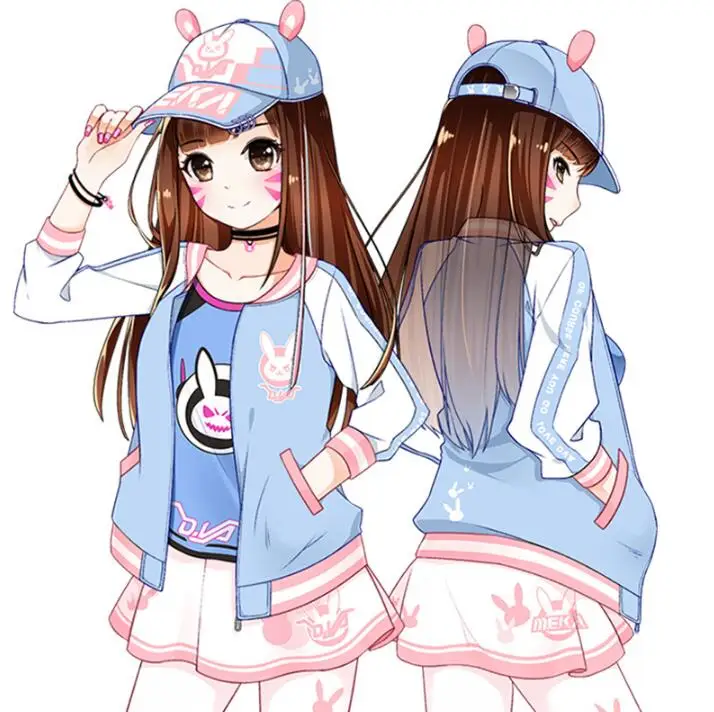Reloj-sobre-Cosplay-juego-OW-DVA-D-VA-traje-su-teres-camisa-gorra-conjunto-de-camisa