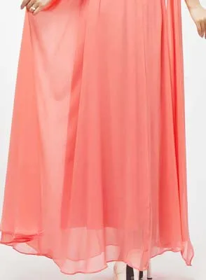 watermelon Простое полуофициальное вечернее платье модное скромное шифоновое длинное платье длиной до пола Глубокий фиолетовый Королевский Синий Фуксия платья подружки невесты До 100 - Цвет: watermelon