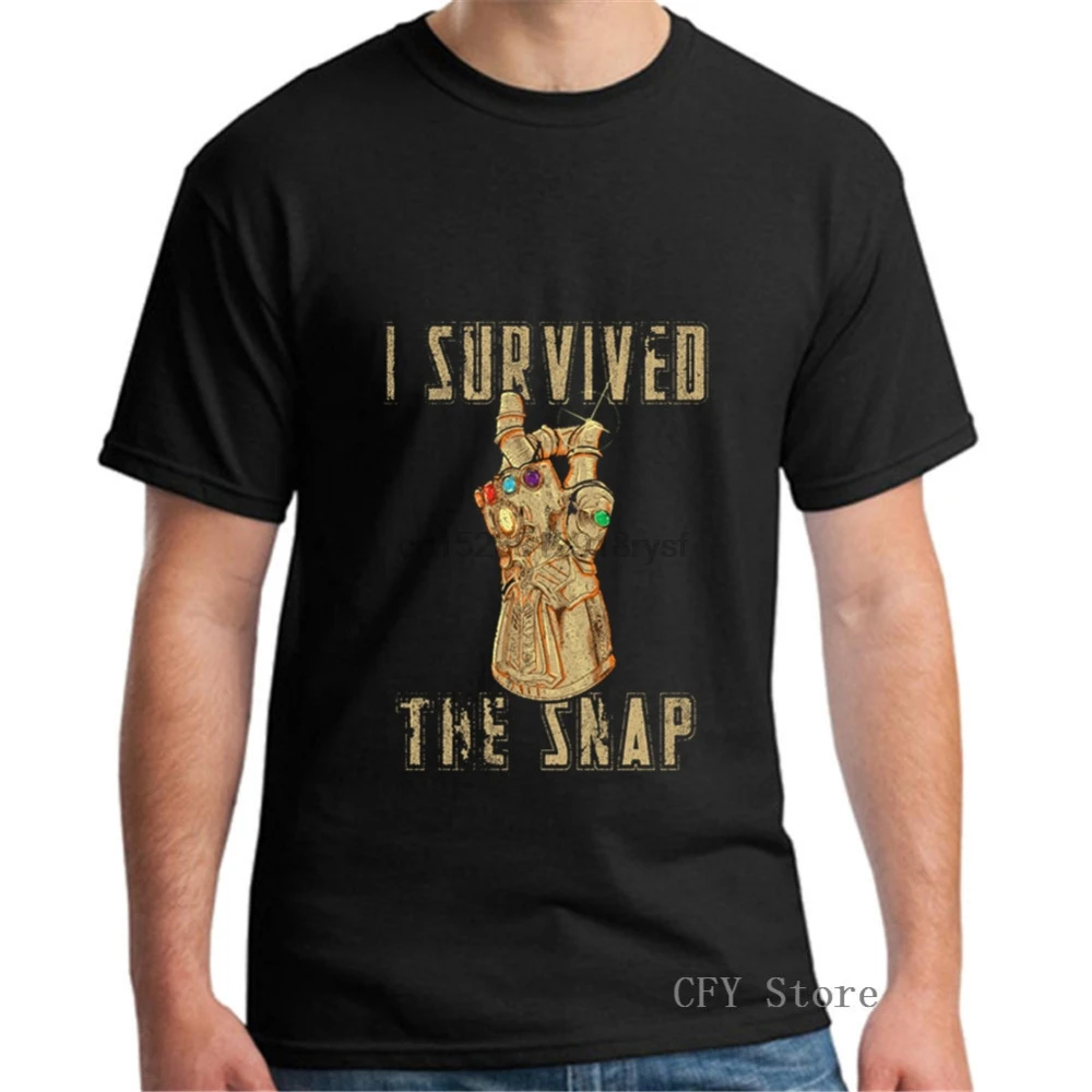 I survived the snap funny tshirt men 2019 New Trendy black short sleeve casual homme cool t shirt |