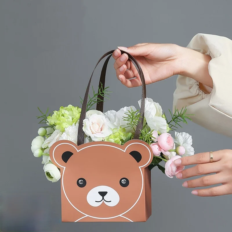 Kraft Paper Flower Basket Gift Box Paper Basket Kraft Paper Candy