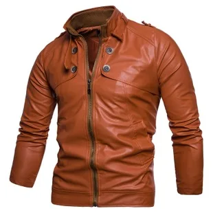 AliExpress, новая стильная мужская одежда, мужская куртка из искусственной кожи, мужская куртка с воротником-стойкой и 4 кнопками, мужская верхняя одежда