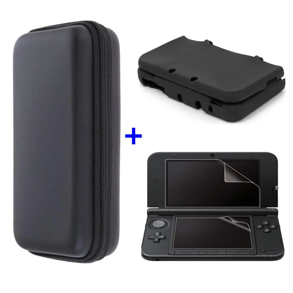 

Silicone case+Clear Film Screen Protector+ EVA Hard Travel Carry Case Pouch Storage bag for nintend NEW 3DS XL LL 3DSLL 3DSXL