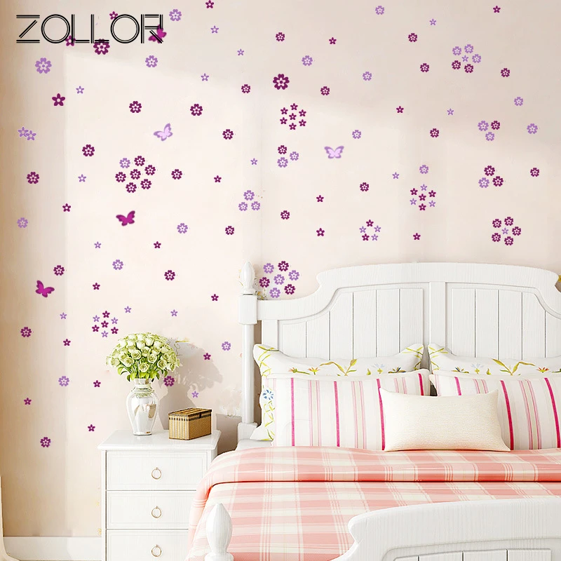 Zollor DIY Fresh Small Florall Butterfly Wall Sticker Colorful Romantic Wedding Removable PVC Art Wallpaper Home Decoration | Дом и сад