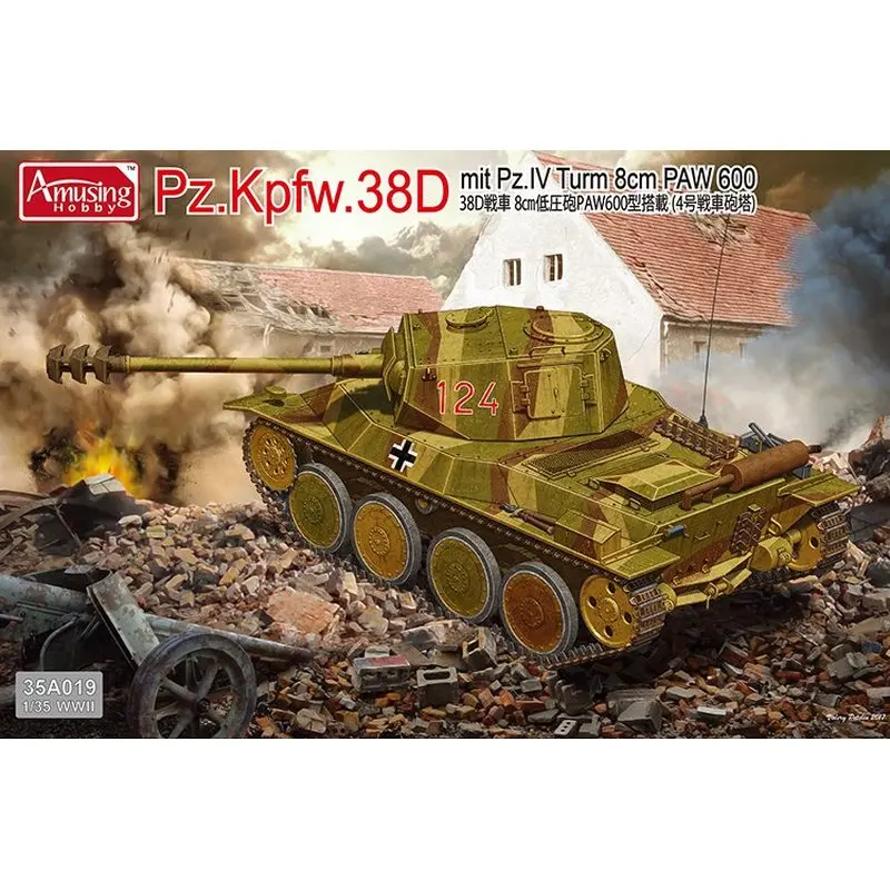 

Amusing Hobby 35A019 1/35 Pz.Kpfw.38D mit Pz.IV Tum 8cm PAW 600 - Scale Model Kit