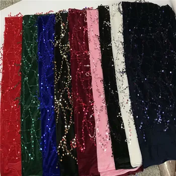 

green Lace Fabrics For African Parties High Quality French Net Lace Fabric With Royal Blue sequins For Nigerian Wedding Dress