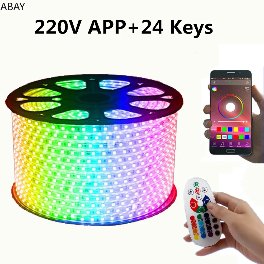 Светодиодная лента 100 м luces 220 в наружные садовые светодиодные ленты RGB 5050 IP67