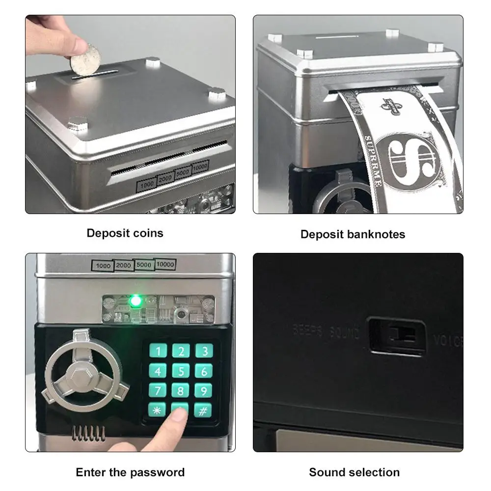 Банкомат пароль Копилка электронная коробка для денег наличные монеты сохранение коробка Банкомат Банк Автоматический депозит банкнота подарок для детей