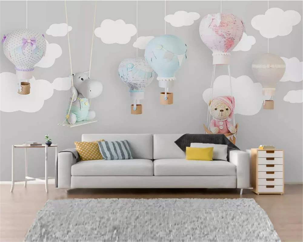 beibehang-Nordic-minimalist-hand-painted-classic-three-dimensional-wallpaper-animal-balloon-children-room-background-wall-paper (1)