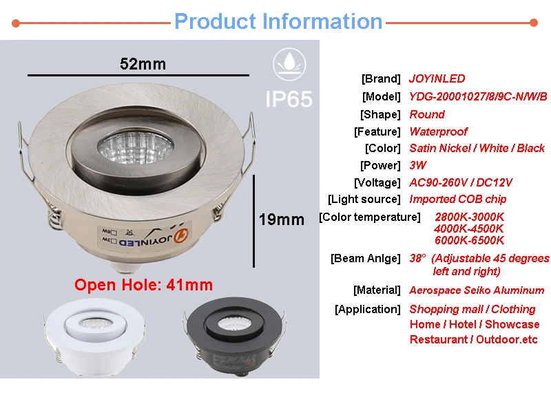 Ip65 mini recessed led à prova ddimmable