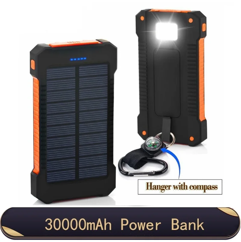 18650 солнечной энергии банк водонепроницаемый 30000mAh Зарядное устройство USB порты