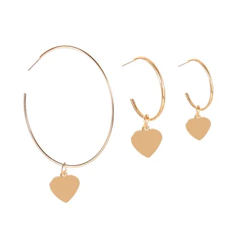 

New Style Accessories Western Style Exaggeration Circular Ring Heart Ear Stud Gold 3 Pieces Earrings Ear Stud