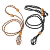 Adjustable Wax Rope Hemp Macrame Necklace Rough Net Bag Pendant DIY Home Decor Energy Stone Crystal Stone Hanging Accessories 1