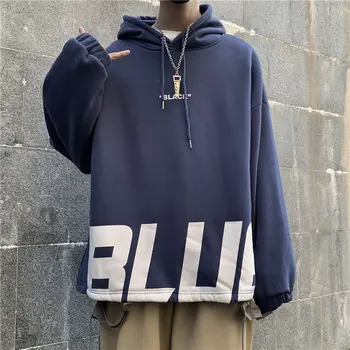 

Autumn Hoodies Men's Fashion Letter Casual Hooded Sweatshirt Men Streetwear Wild Loose Hip Hop Pullover Hoodie Mens Hoody