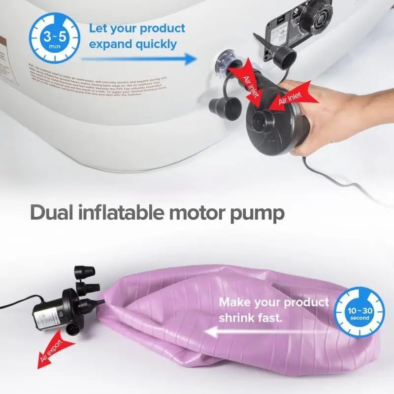 VBESTLIFE 1 Pompe à air Gonfleur 2-en-1 de gonflage par extraction d
