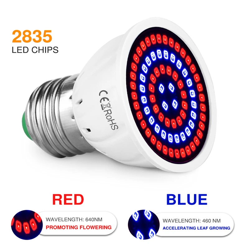 Full Spectrum LED Grow Light Bulbs 60/80/120leds Grow Lamp Red Blue LED For Plants Indoor Hydro Flower Veg Tent Phytolamp