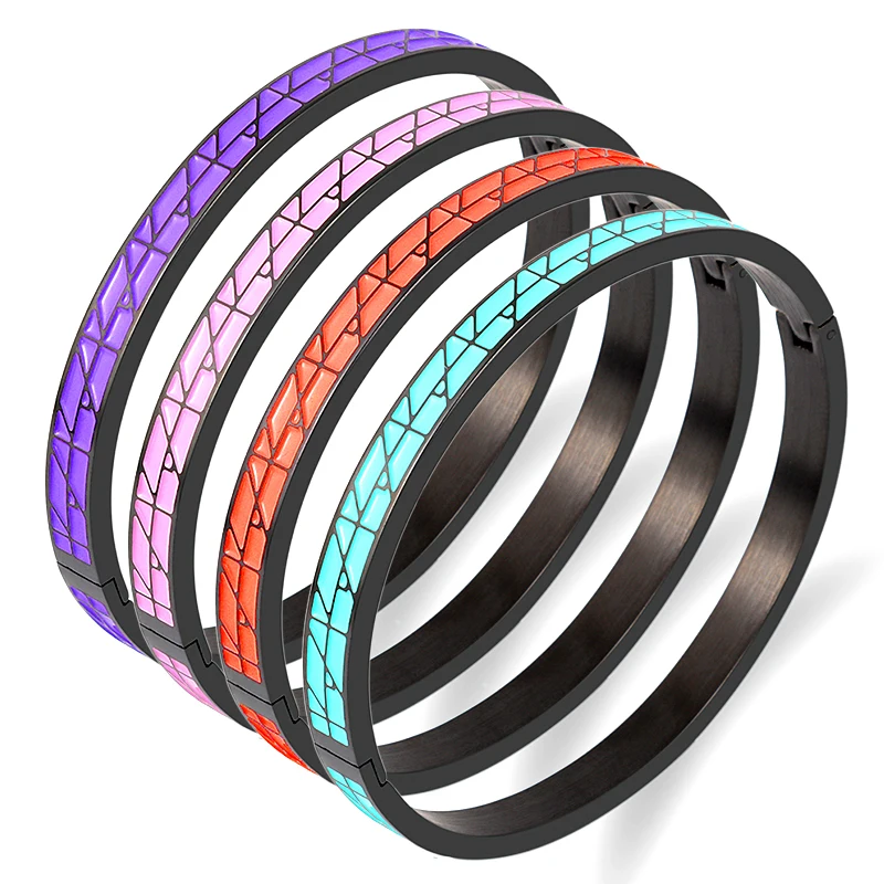 

Multicolor Geometry Enamel Bracelets & Bangles Metal Fashion Bracelet for Women Party Bijoux Couple Lover Gift Men Punk Jewelry