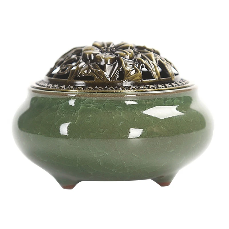 Celadon курильница медная крышка керамическая Будда Туалет благовония дезодорирование сандаловое дерево ледяная трещина Бытовая курильница для благовоний