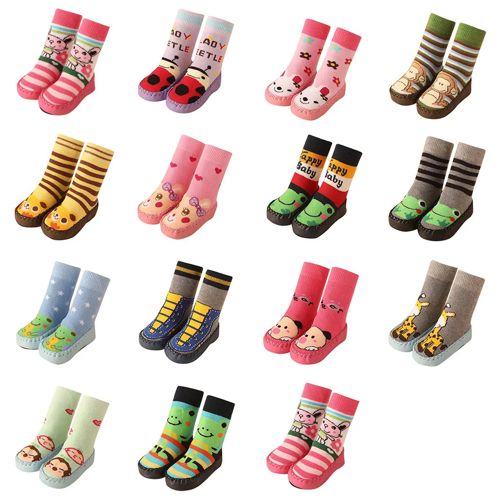Baby Kids Boys Girls Funky Moccasins Non-Slip Indoor Slippers Socks Xmas Gift 